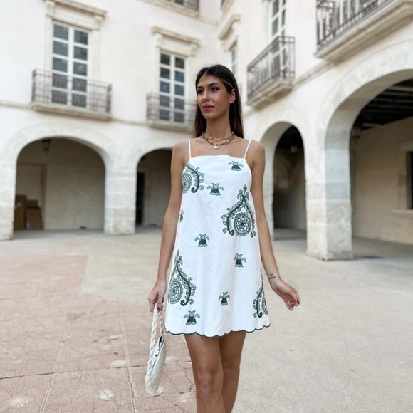ZARA EMBROIDERED MINI DRESS SIZE SMALL - Picture 5 of 16